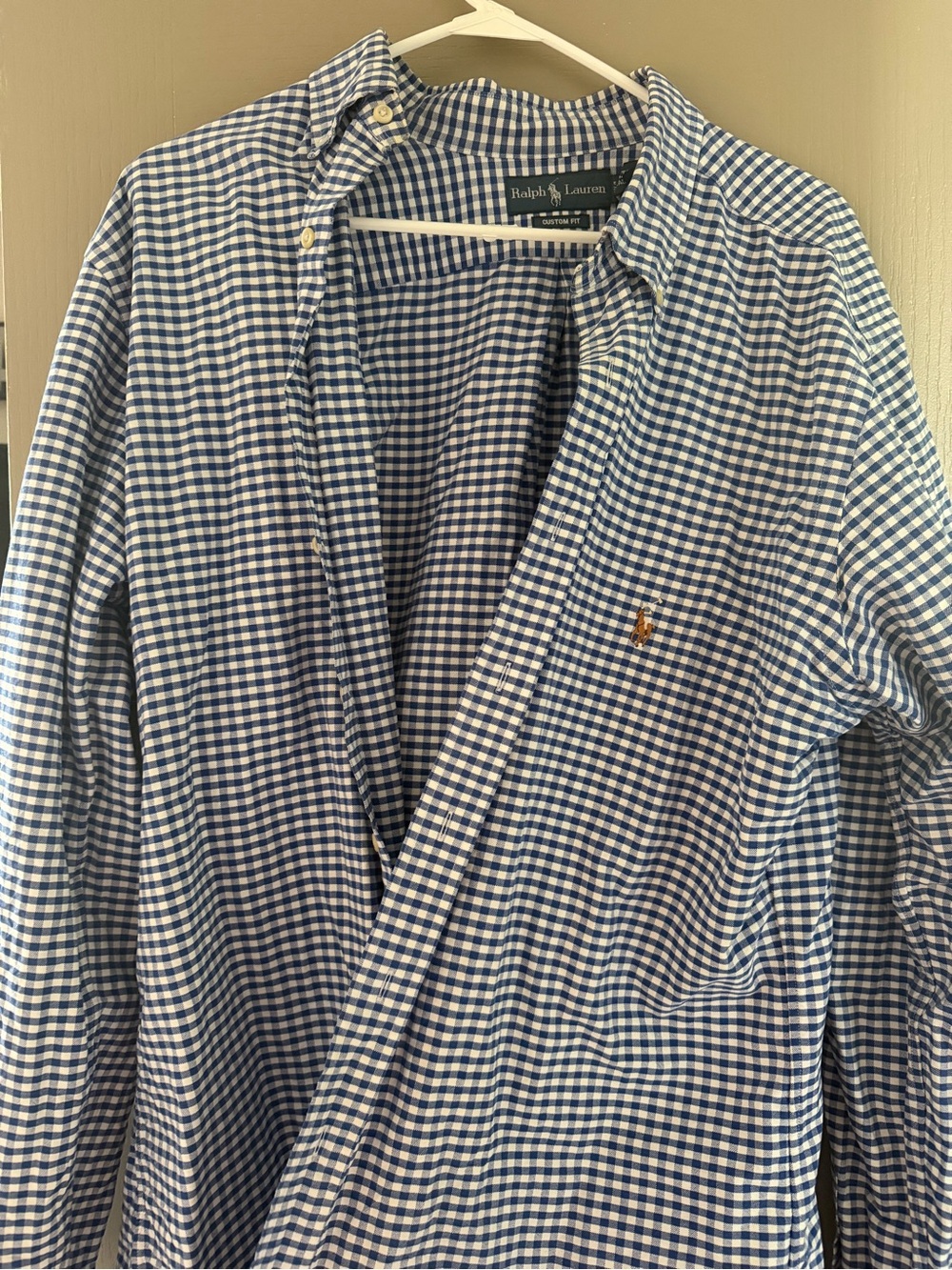 Ralph Lauren Navy and White Gingham Button-Down Shirt